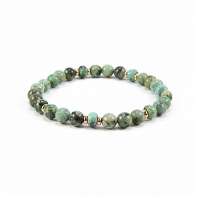 African turquoise jasper bracelet – handmade gemstone stretch jewelry for balance & protection