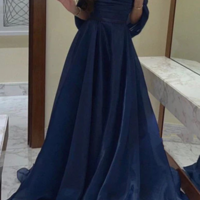 Strapless Royal Blue Long Chiffon Prom Dresses - Thumbnail 1
