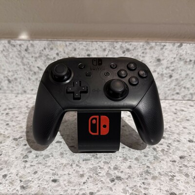 3D Printed  - Black Switch Pro Controller Stand with Red Logo