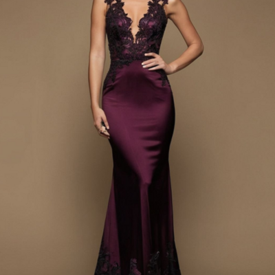 Mermaid burgundy lace mother of the bride/ groom dresses formal party dress - Thumbnail 2