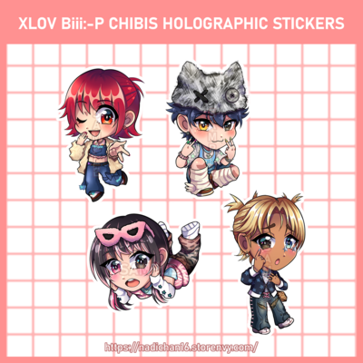 Xlov biii:-p chibis holographic stickers