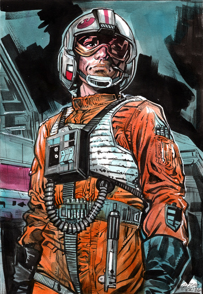Luke Skywalker X-Wing Pilot original drawing