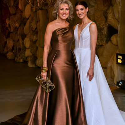 Mermaid brown satin mother of the bride/groom dress formal evening dress - Thumbnail 1