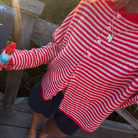 RED & WHITE STRIPED CARDIGAN - Thumbnail 2