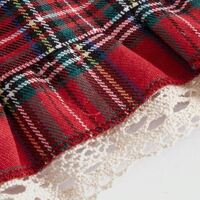Kawaii Tartan Bow Decor Lace Trim Skirt - Thumbnail 3