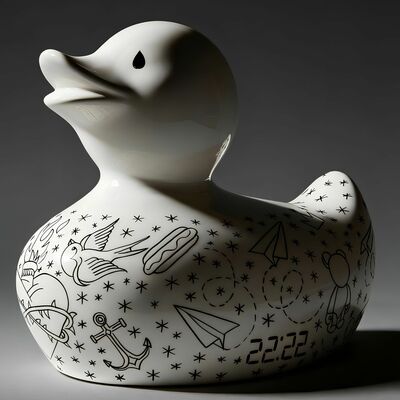 Porcelain art by kike yido "rubberduck: alter ego black "