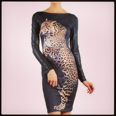 Faux leather cheetah dress