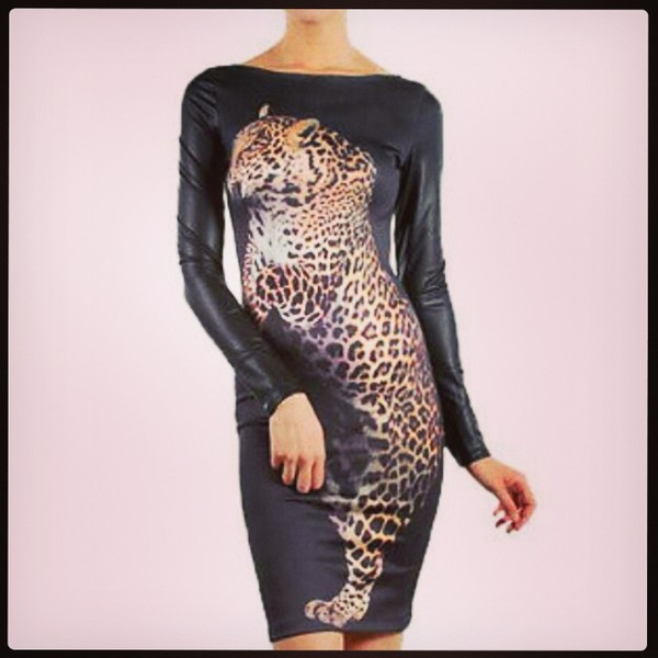 Faux Leather Cheetah Dress