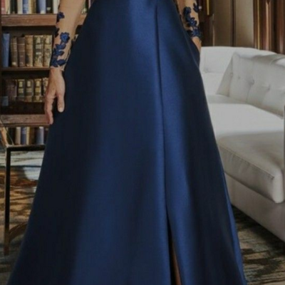 A line royal blue mother of bride/ groom dress evening formal gowns - Thumbnail 1