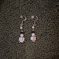 Small Goldtone Snowman Earrings  - Thumbnail 1