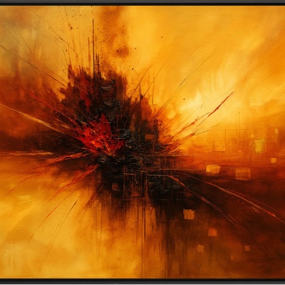 Volcanic pulse - red and amber abstract eruption