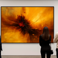 Volcanic Pulse - Red and Amber Abstract Eruption - Thumbnail 1