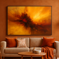 Volcanic Pulse - Red and Amber Abstract Eruption - Thumbnail 4