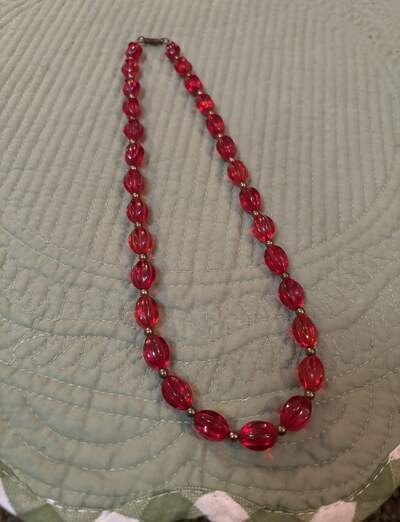 Candy Red Glass Bead Necklace 