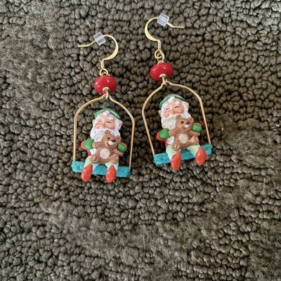 Sharing a ride christmas elf earrings 