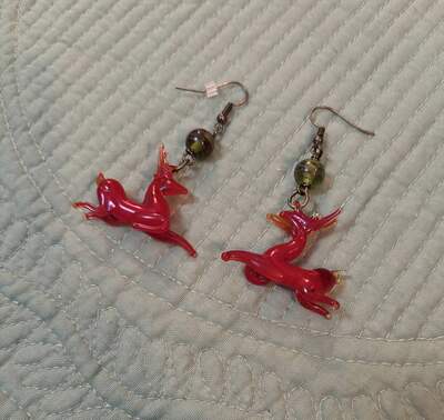 Ruby Red Reindeer Earrings 