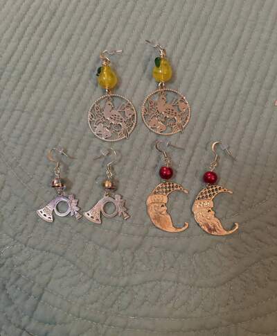 Christmas Brass Ornament Earrings 