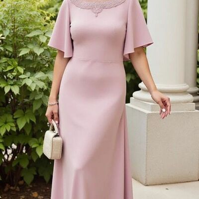 Pink mermaid beaded mother of bride/groom dress evening formal gowns 