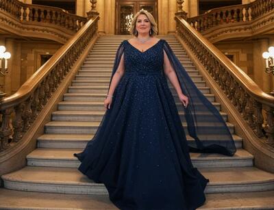 Plus Size A Line Lace Navy Blue Appliques Mother of Bride/Groom Dress Evening Formal Gowns 