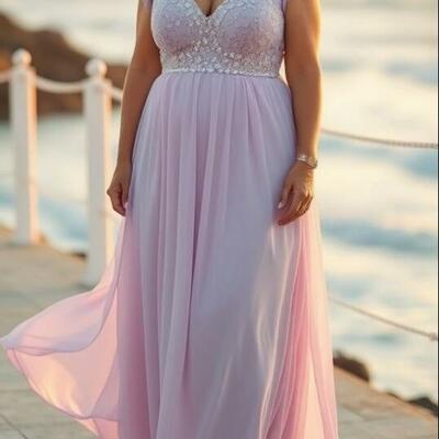 Plus size chiffon lace mother of bride/groom dress evening formal gowns 