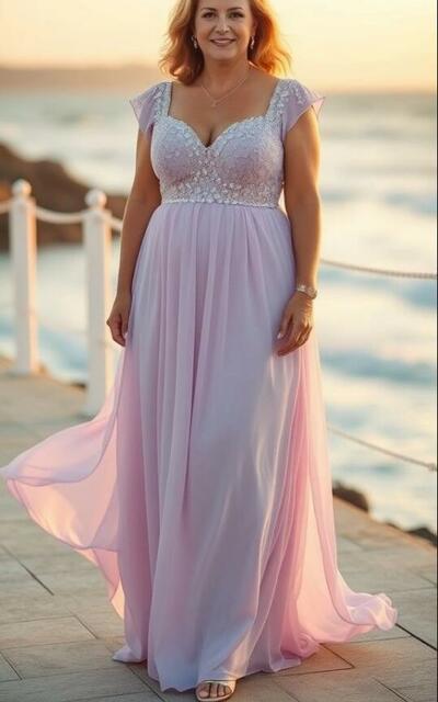 Plus Size Chiffon Lace Mother of Bride/Groom Dress Evening Formal Gowns 