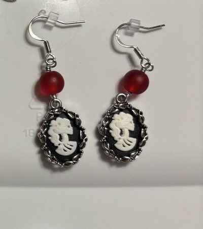 Skeleton Cameo Earrings 