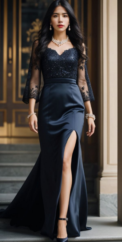 Simple Black Mother of Bride/ Groom Dress Lace Formal Evening Gowns 