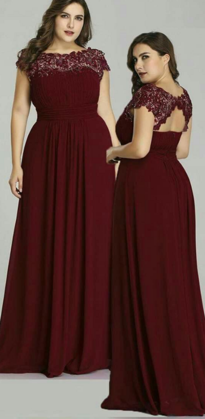 A Line Burgundy Wine Red Mother of Bride/ Groom Dress Lace Formal Evening Gowns