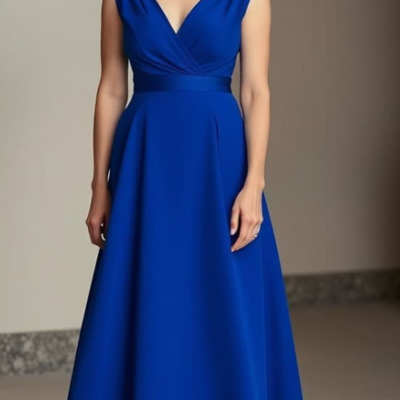 Elegant a line royal blue satin mother of the bride/ groom dresses formal evening dress