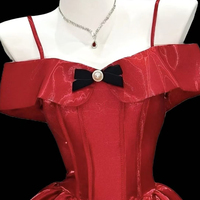 Red Satin Short A-Line Prom Party Dress - Thumbnail 1