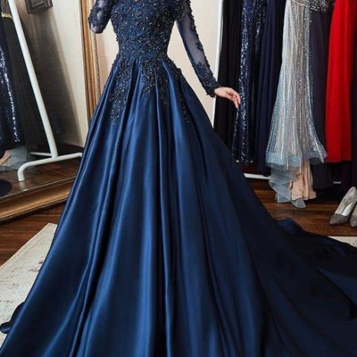 Mermaid navy blue stain mother of bride/ groom dress lace evening gowns 