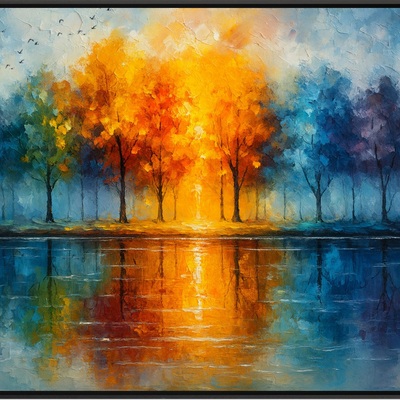 Spectrum grove - colorful trees reflected in water