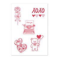 Cute Valentine Line Art Sticker Sheet - Thumbnail 1