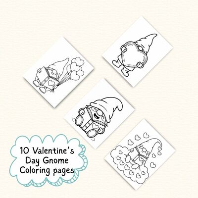 Valentine gnome coloring pages bundle vol. 2