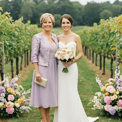 Viovet a line sequns lace jacket tea-length mother of bride/groom dress evening formal gowns 