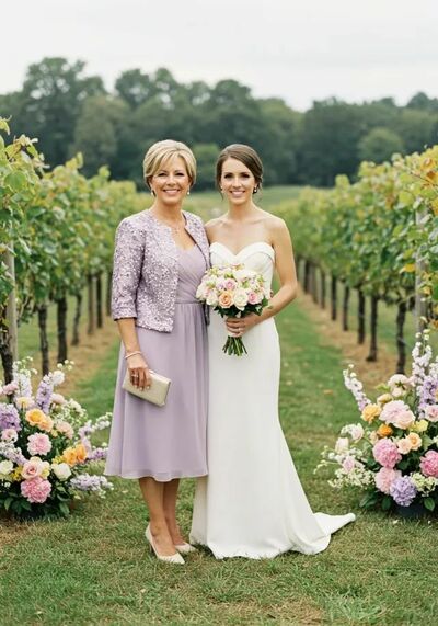 Viovet A Line Sequns Lace Jacket Tea-length Mother of Bride/Groom Dress Evening Formal Gowns 