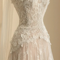 Sweetheart Neckline A-Line Tulle Wedding Dress With Lace - Thumbnail 1