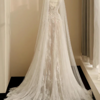 Sweetheart Neckline A-Line Tulle Wedding Dress With Lace - Thumbnail 2