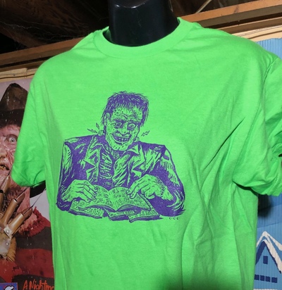 Green Frankenstein Reads T Shirt by C. Cilla