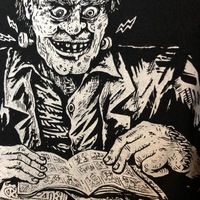 Black & White Frankenstein Reads T Shirt by C. Cilla - Thumbnail 1