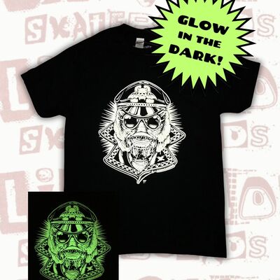 "creature from the black leather lagoon" black t- shirt (glow in the dark!)