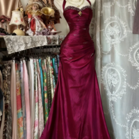 Vintage Mermaid Royal Blue Long Prom Dress Beaded Evening Dress - Thumbnail 2