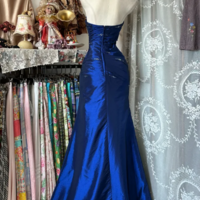 Vintage Mermaid Royal Blue Long Prom Dress Beaded Evening Dress - Thumbnail 1