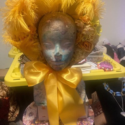 Yellow victorian ostrich feather hat— elisabeth