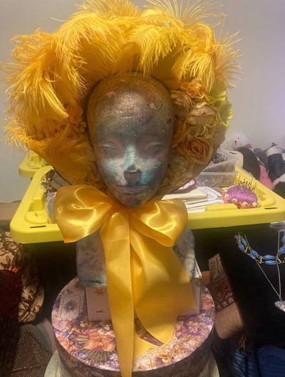 Yellow Victorian Ostrich Feather Hat— Elisabeth