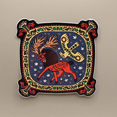Red deer and a songbird 4’’ sticker