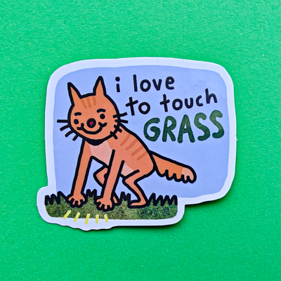 I love to touch grass 2.2’’ glitter sticker