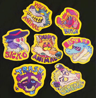 Grungy Animal Stickers