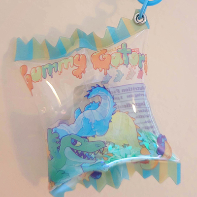 Gummy gator candy shaker keychain