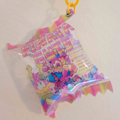 Pinata guts candy shaker keychain